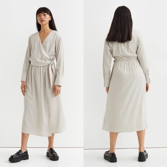 🐣NWT H&M MAMA Nursing Wrap-front Maternity Dress SIZE S - Picture 2 of 10